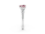 White gold Three-Stone Heart Cut Morganite Pavé Band with Four-Prong Setting_2
