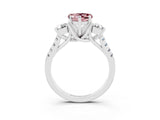 White gold Three-Stone Heart Cut Morganite Pavé Band with Four-Prong Setting_3