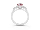 White gold Three-Stone Heart Cut Morganite Ring with Pear Side Stones and Four-Prong Setting_3