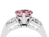 White gold Three-Stone Heart Cut Morganite Ring with Pear Side Stones and Four-Prong Setting_4
