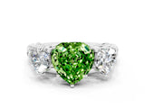 White gold Three-Stone Heart Cut Peridot Braided Band Ring with Four-Prong Setting_48