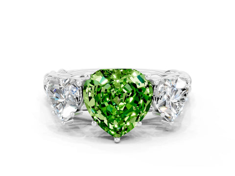 White gold Three-Stone Heart Cut Peridot Braided Band Ring with Four-Prong Setting_48