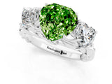 White gold Three-Stone Heart Cut Peridot Braided Band Ring with Four-Prong Setting_49