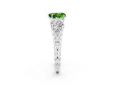 White gold Three-Stone Heart Cut Peridot Braided Band Ring with Four-Prong Setting_50