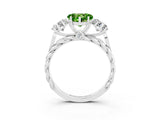 White gold Three-Stone Heart Cut Peridot Braided Band Ring with Four-Prong Setting_51