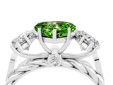 White gold Three-Stone Heart Cut Peridot Braided Band Ring with Four-Prong Setting_52