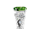 White gold Three-Stone Heart Cut Peridot Braided Band Ring with Four-Prong Setting_53