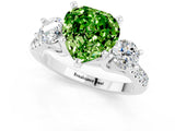 White gold Three-Stone Heart Cut Peridot Pavé Band with Four-Prong Setting_1
