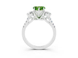White gold Three-Stone Heart Cut Peridot Pavé Band with Four-Prong Setting_3