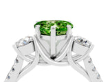 White gold Three-Stone Heart Cut Peridot Pavé Band with Four-Prong Setting_4