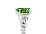 White gold Three-Stone Heart Cut Peridot Pavé Band with Four-Prong Setting_5