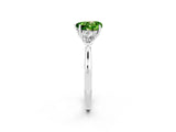 White gold Three-Stone Heart Cut Peridot Ring with Pear  Side Stones in Four-Prong Setting_14