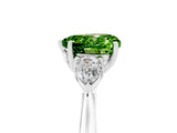 White gold Three-Stone Heart Cut Peridot Ring with Pear  Side Stones in Four-Prong Setting_17