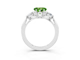 White gold Three-Stone Heart Cut Peridot Ring with Pear  Side Stones in Four-Prong Setting_51