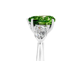 White gold Three-Stone Heart Cut Peridot Ring with Pear  Side Stones in Four-Prong Setting_53