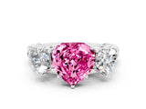 White gold Three-Stone Heart Cut Pink Sapphire Braided Band Ring with Four-Prong Setting_36