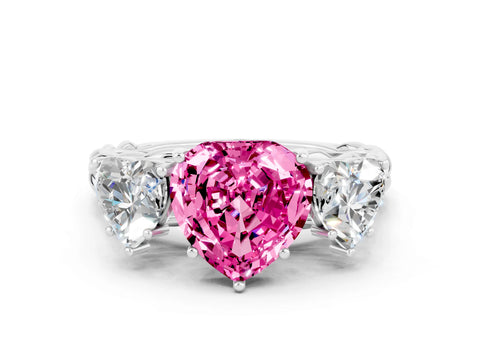 White gold Three-Stone Heart Cut Pink Sapphire Braided Band Ring with Four-Prong Setting_36