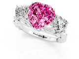 White gold Three-Stone Heart Cut Pink Sapphire Braided Band Ring with Four-Prong Setting_37