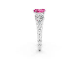 White gold Three-Stone Heart Cut Pink Sapphire Braided Band Ring with Four-Prong Setting_38