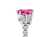 White gold Three-Stone Heart Cut Pink Sapphire Ring with Pavé Band and Prong Setting_41