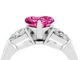 White gold Three-Stone Heart Cut Pink Sapphire Ring with Pear Side Stones and Four-Prong Setting_28
