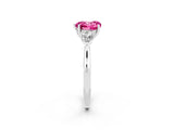 White gold Three-Stone Heart Cut Pink Sapphire Ring with Pear  Side Stones in Four-Prong Setting_14