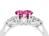 White gold Three-Stone Heart Cut Pink Sapphire Ring with Pear  Side Stones in Four-Prong Setting_16
