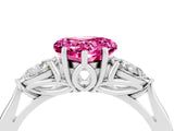 White gold Three-Stone Heart Cut Pink Sapphire Ring with Pear  Side Stones in Four-Prong Setting_52