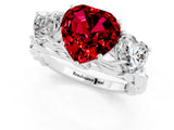 White gold Three-Stone Heart Cut Ruby Braided Band Ring with Four-Prong Setting_49
