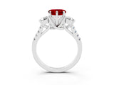 White gold Three-Stone Heart Cut Ruby Pavé Band with Four-Prong Setting_3