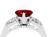 White gold Three-Stone Heart Cut Ruby Ring with Pear Side Stones and Four-Prong Setting_4