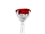 White gold Three-Stone Heart Cut Ruby Ring with Pear  Side Stones in Four-Prong Setting_17