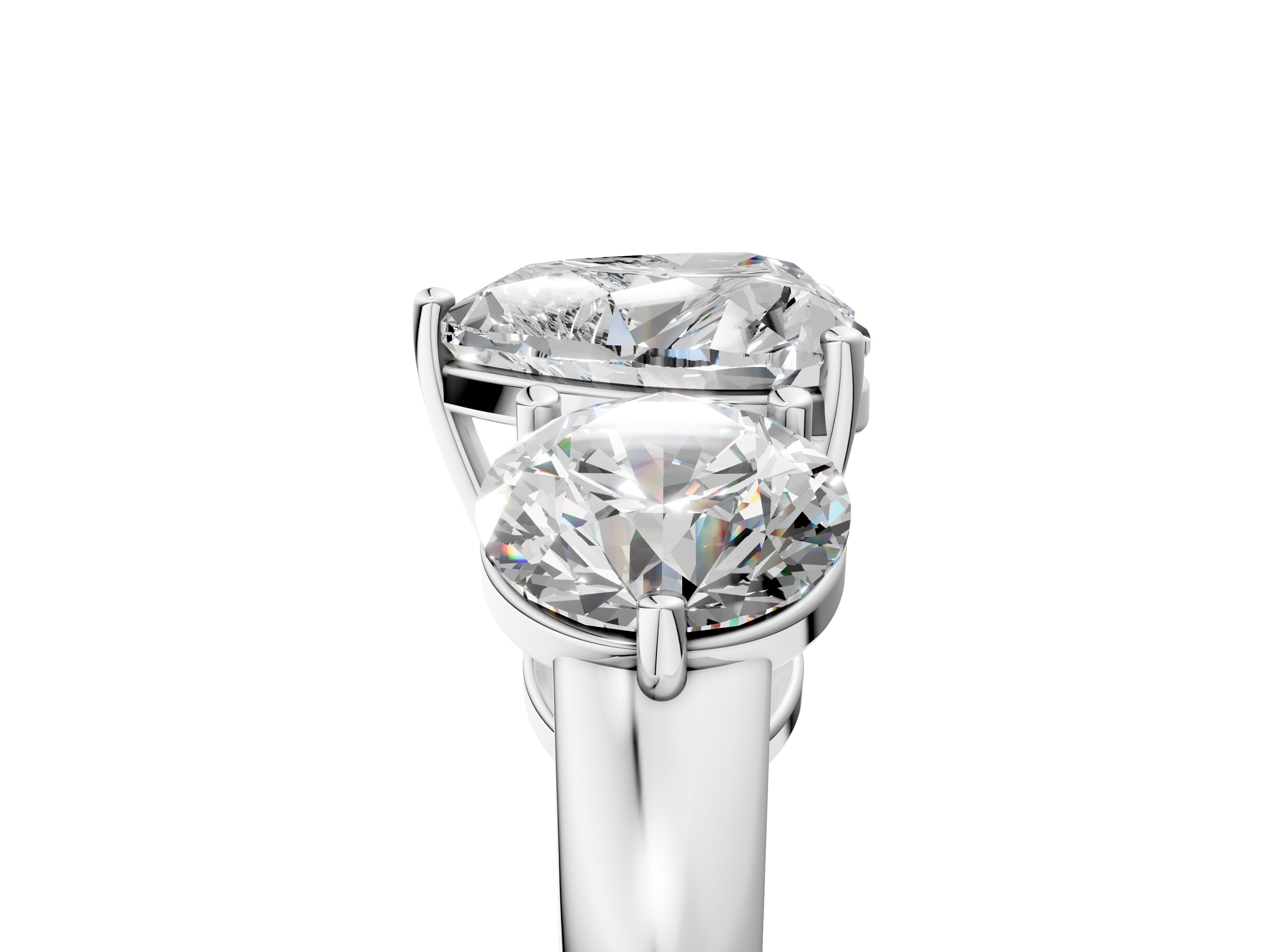 White gold Three-Stone Heart Cut Solitaire Ring with Prong Setting on a Classic Band_74
