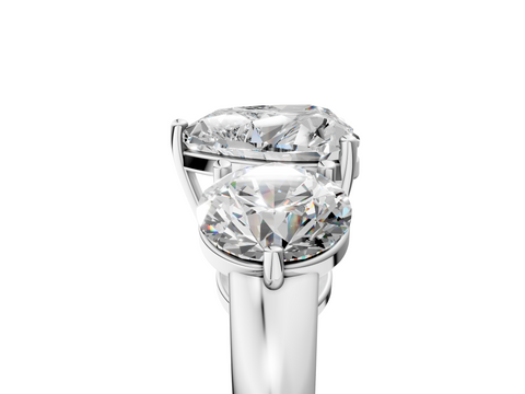 White gold Three-Stone Heart Cut Solitaire Ring with Prong Setting on a Classic Band_74