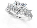 White gold Three-Stone Heart Cut Solitaire Ring with Prong Setting_4