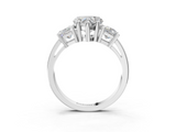 White gold Three-Stone Heart Cut Solitaire Ring with Prong Setting_6