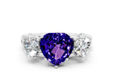 White gold Three-Stone Heart Cut Tanzanite Braided Band Ring with Four-Prong Setting_12