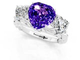 White gold Three-Stone Heart Cut Tanzanite Braided Band Ring with Four-Prong Setting_13