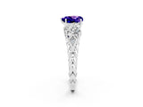 White gold Three-Stone Heart Cut Tanzanite Braided Band Ring with Four-Prong Setting_14