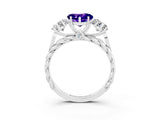 White gold Three-Stone Heart Cut Tanzanite Braided Band Ring with Four-Prong Setting_15