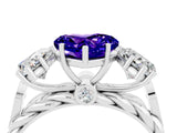 White gold Three-Stone Heart Cut Tanzanite Braided Band Ring with Four-Prong Setting_16