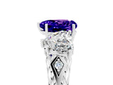 White gold Three-Stone Heart Cut Tanzanite Braided Band Ring with Four-Prong Setting_17