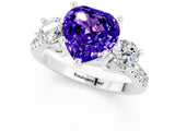White gold Three-Stone Heart Cut Tanzanite Pavé Band with Four-Prong Setting_1