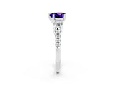 White gold Three-Stone Heart Cut Tanzanite Pavé Band with Four-Prong Setting_2