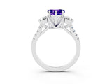 White gold Three-Stone Heart Cut Tanzanite Pavé Band with Four-Prong Setting_3
