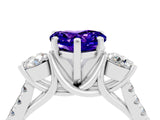 White gold Three-Stone Heart Cut Tanzanite Pavé Band with Four-Prong Setting_4