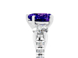 White gold Three-Stone Heart Cut Tanzanite Pavé Band with Four-Prong Setting_5