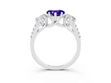 White gold Three-Stone Heart Cut Tanzanite Ring with Pavé Band and Prong Setting_15