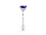 White gold Three-Stone Heart Cut Tanzanite Ring with Pear  Side Stones in Four-Prong Setting_14
