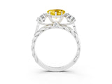 White gold Three-Stone Heart Cut Yellow Sapphire Braided Band Ring with Four-Prong Setting_39